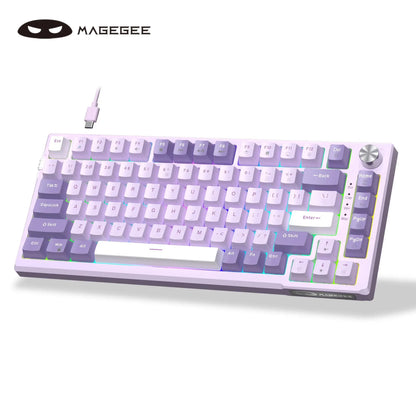Magegee SKY81 75% Mechanical Gaming Keyboard - Gasket Hot Swappable Wired, 5-Layer Sound Dampening, Knob Control, RGB Backlit, NKRO, Win/Mac Compatible Creamy Keyboard
