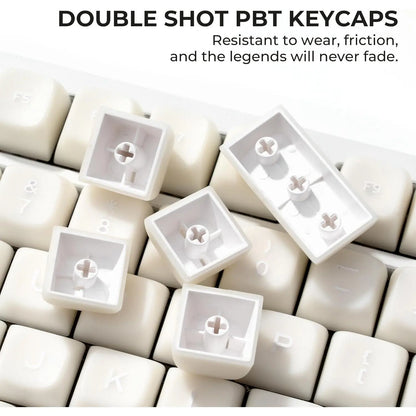 XVX White Jade Double Shot PBT Keycap Set - 132 MDA Profile Compatible with 60%/65%/75%/TKL/96% Layout Cherry MX Switch Mechanical Keyboards
