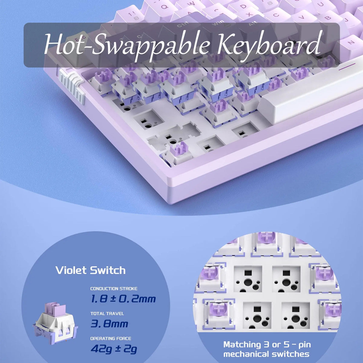 Magegee SKY81 75% Mechanical Gaming Keyboard - Gasket Hot Swappable Wired, 5-Layer Sound Dampening, Knob Control, RGB Backlit, NKRO, Win/Mac Compatible Creamy Keyboard