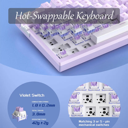 Magegee SKY81 75% Mechanical Gaming Keyboard - Gasket Hot Swappable Wired, 5-Layer Sound Dampening, Knob Control, RGB Backlit, NKRO, Win/Mac Compatible Creamy Keyboard