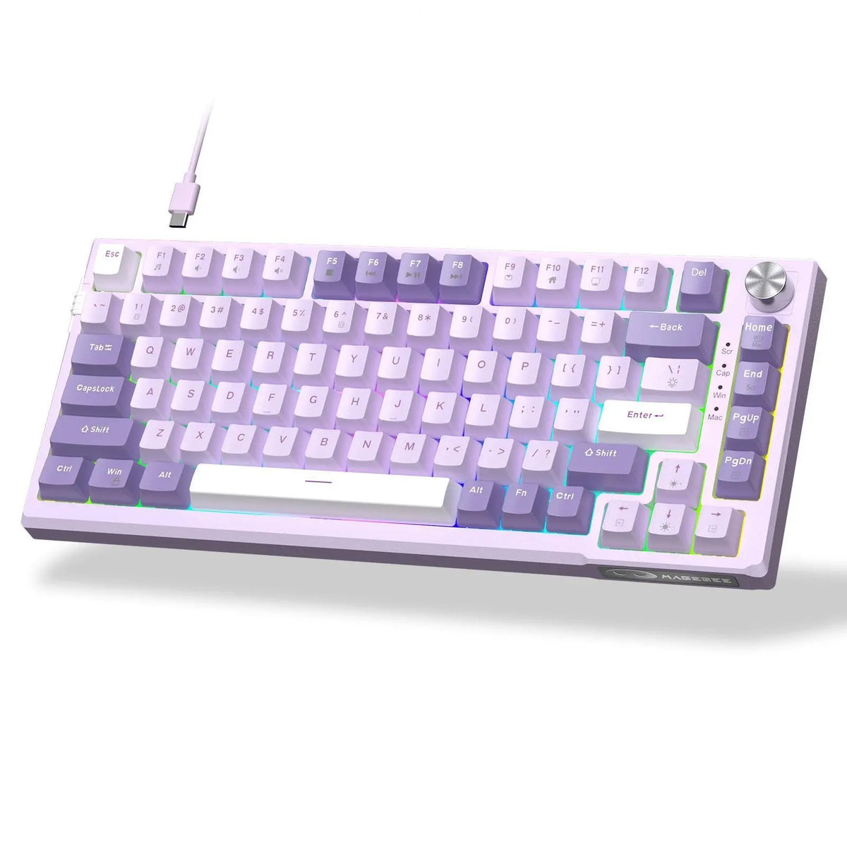 Magegee SKY81 75% Mechanical Gaming Keyboard - Gasket Hot Swappable Wired, 5-Layer Sound Dampening, Knob Control, RGB Backlit, NKRO, Win/Mac Compatible Creamy Keyboard