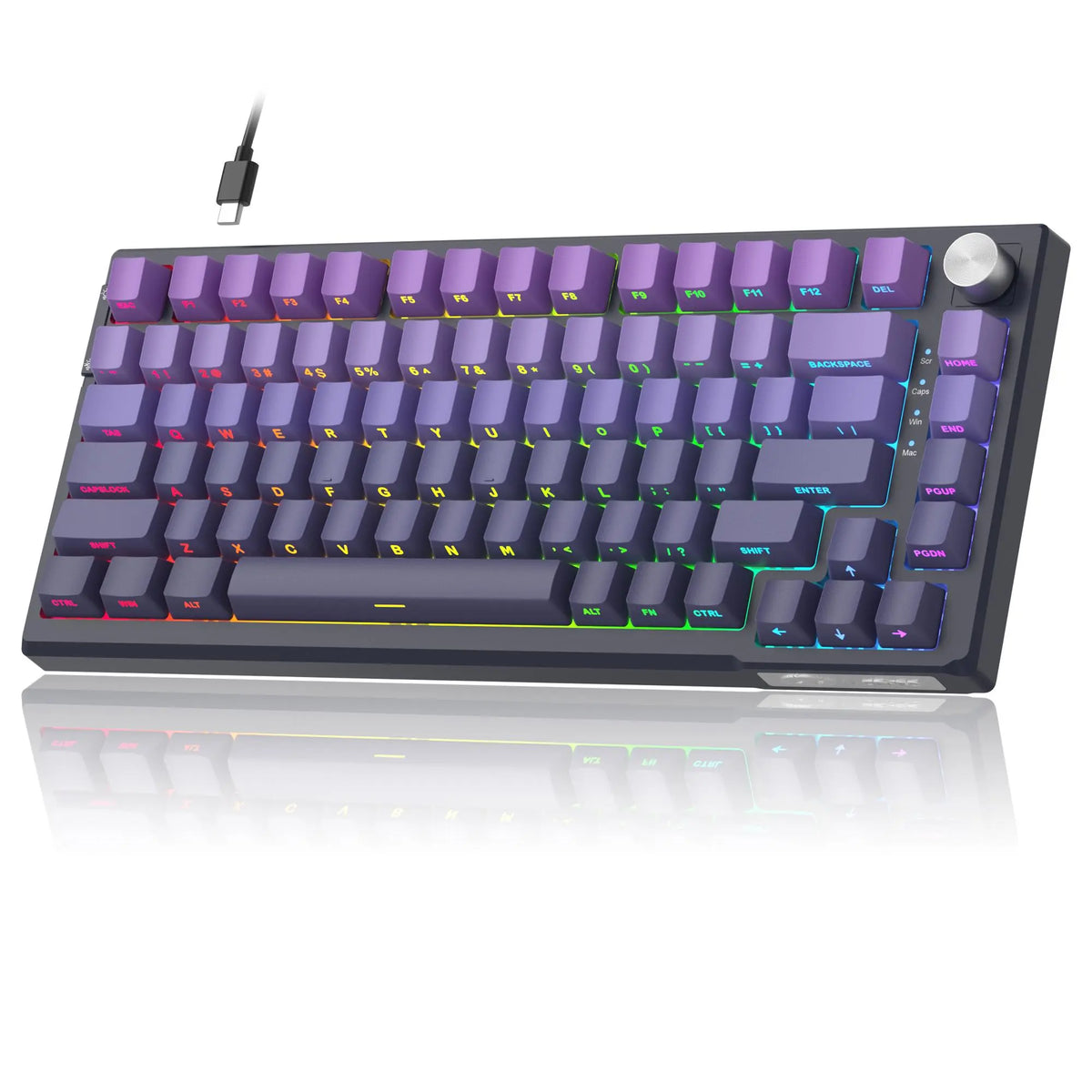 Magegee SKY81 75% Mechanical Gaming Keyboard - Gasket Hot Swappable Wired, 5-Layer Sound Dampening, Knob Control, RGB Backlit, NKRO, Win/Mac Compatible Creamy Keyboard