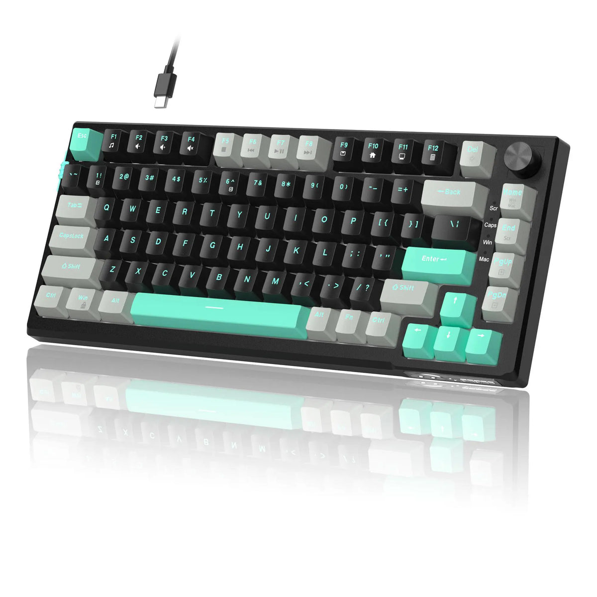 Magegee SKY81 75% Mechanical Gaming Keyboard - Gasket Hot Swappable Wired, 5-Layer Sound Dampening, Knob Control, RGB Backlit, NKRO, Win/Mac Compatible Creamy Keyboard