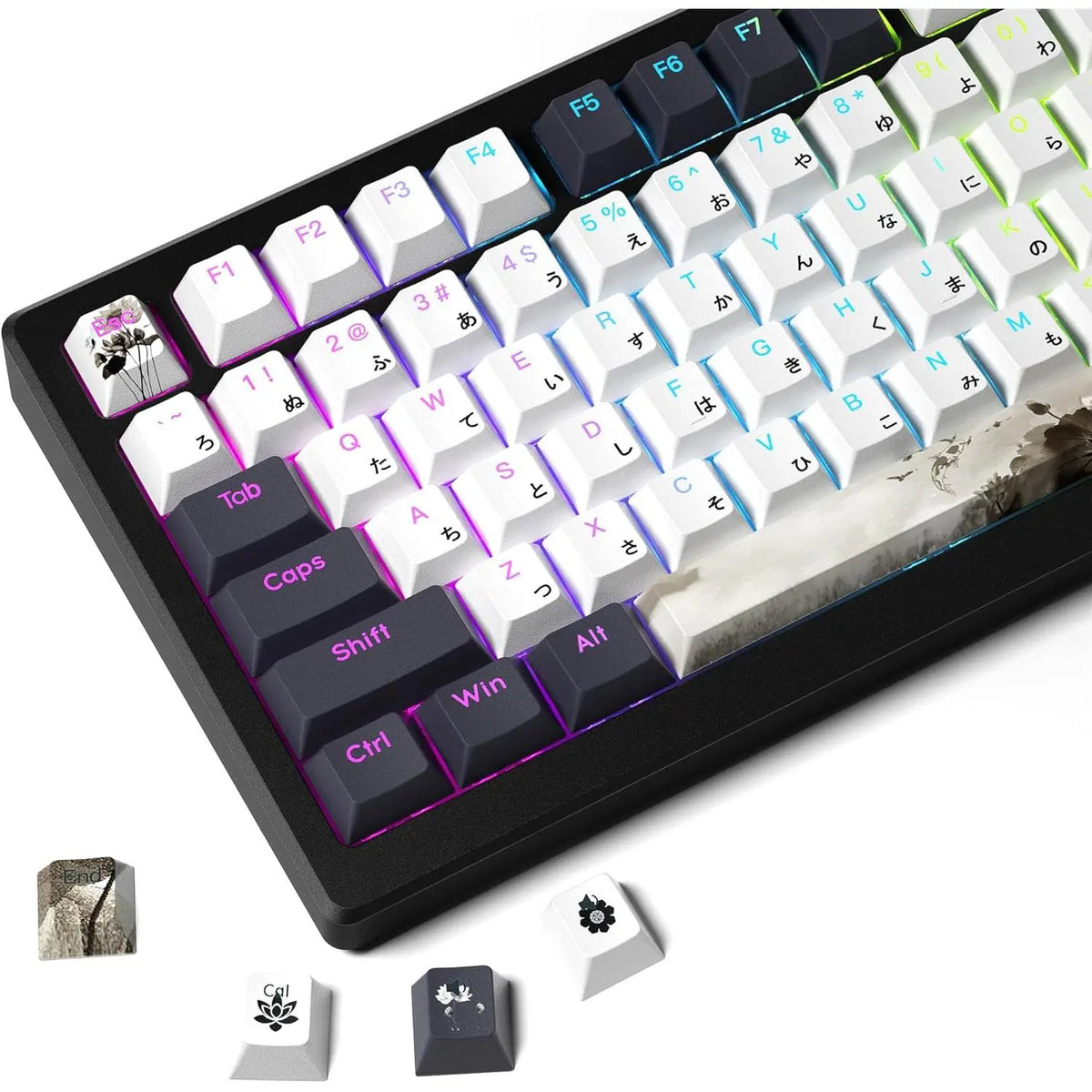 XVX White Jade Double Shot PBT Keycap Set - 132 MDA Profile Compatible with 60%/65%/75%/TKL/96% Layout Cherry MX Switch Mechanical Keyboards