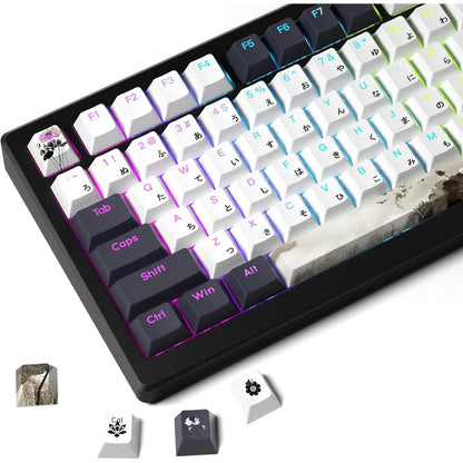 XVX White Jade Double Shot PBT Keycap Set - 132 MDA Profile Compatible with 60%/65%/75%/TKL/96% Layout Cherry MX Switch Mechanical Keyboards