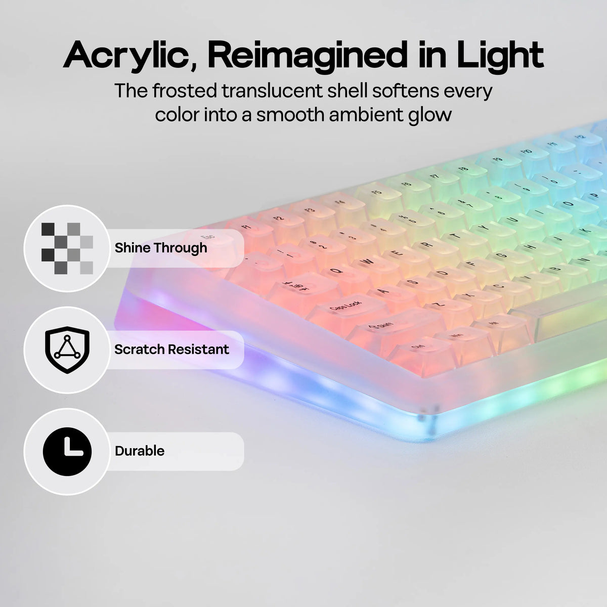 Kiiboom Phantom81 V4 Acrylic Semi-Translucent Mechanical Keyboard - 75% 3-Way Wireless Gaming Keyboard with Creamy Gasket, 8000Mah Battery, RGB Backlit Keys, Luminous Shine-Through, Hot Swap, NKRO, Stainless Steel, 2.4G, 1.5Kg, Pc/Win/Mac Support
